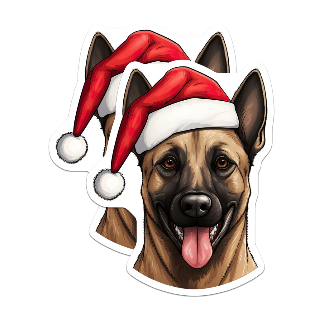 (2 Pack) Christmas Dog Magnets - Santa Hat Dog - Holiday Pet Decor - 5 Inches On Longest Side - Thick Durable Magnet - Made in USA - MAG29732