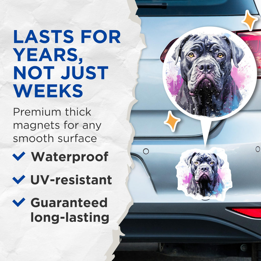 (2 Pack) Cane Corso Magnets - Artistic Mastiff Dog Art - Dog Lover Refrigerator Decor - 5 Inches On Longest Side - Thick Durable Magnet - Made in USA - MAG30494
