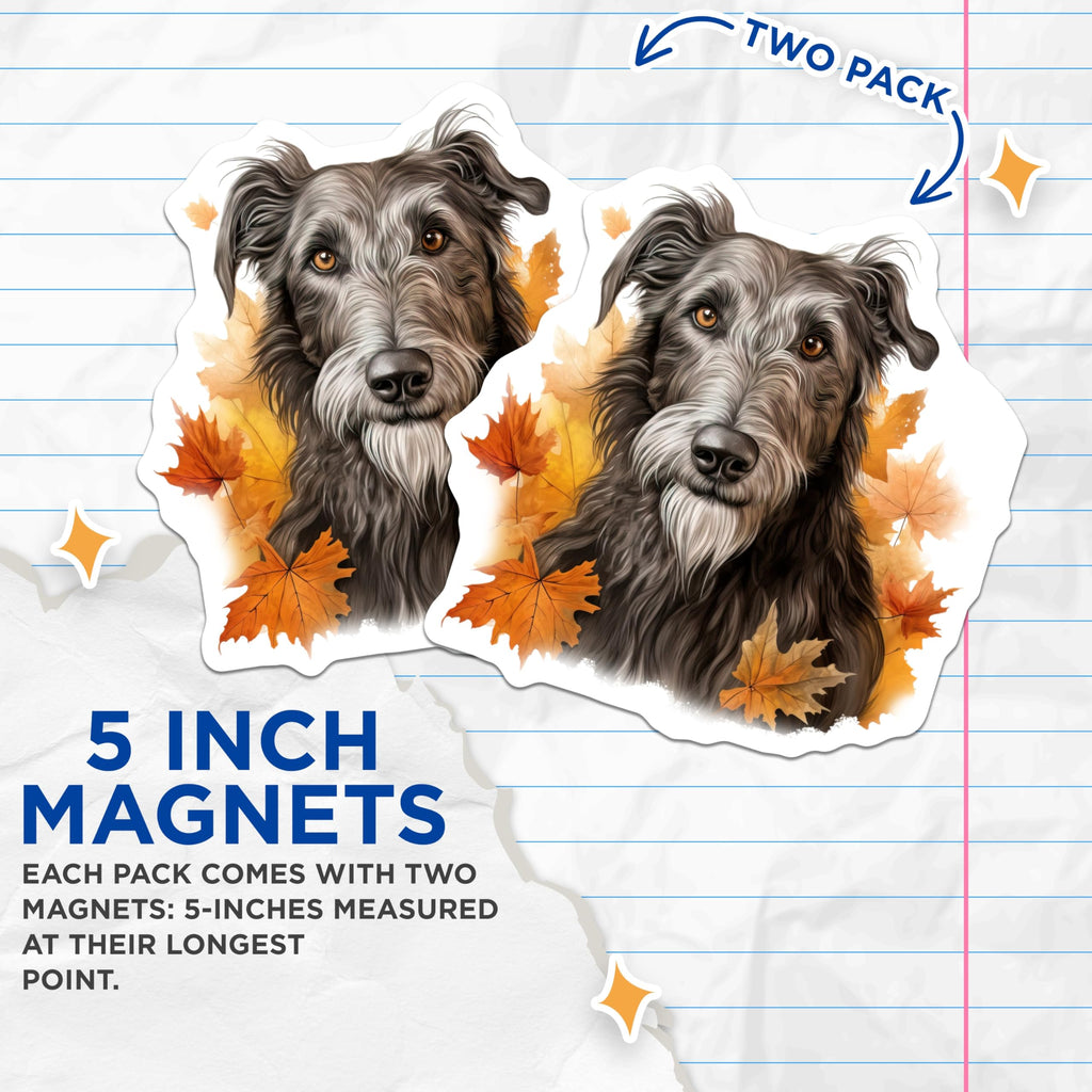 (2 Pack) Scruffy Dog Autumn Magnets - Pet Lover Fridge Art - Cozy Home Kitchen Locker - 5 Inches On Longest Side - Thick Durable Magnet - Made in USA - MAG30286