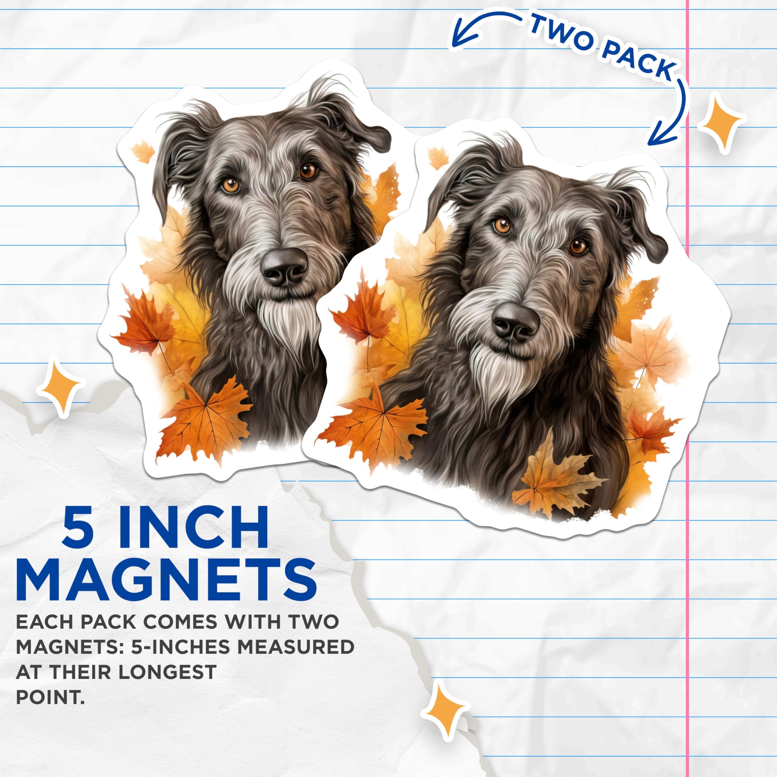 (2 Pack) Scruffy Dog Autumn Magnets - Pet Lover Fridge Art - Cozy Home Kitchen Locker - 5 Inches On Longest Side - Thick Durable Magnet - Made in USA - MAG30286