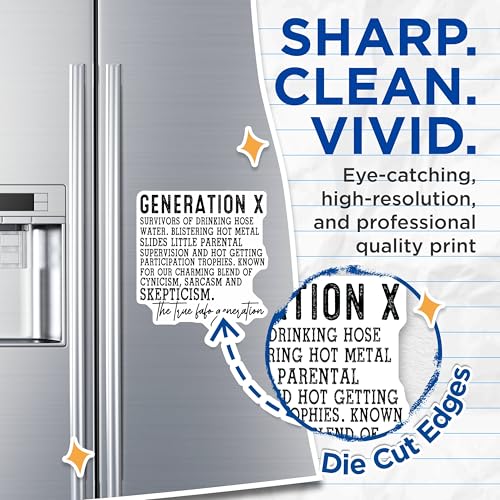 (2 Pack) Generation X Magnets - Funny Generation X Quote Magnets - Generation X Home Decor - 5" On Longest Side - for Cars, Refrigerators, Toolboxes, Lockers - Made in USA BMCS3104
