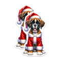 (2 Pack) Boxer Puppy Santa Magnets - Christmas Dog Decor - Holiday Refrigerator Accent - 5 Inches On Longest Side - Thick Durable Magnet - Made in USA - MAG25933