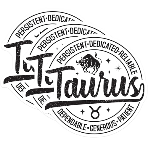 (3 Pack) Taurus Zodiac Decals - Horoscope Sign - Astrology Decal - 3 Inches On Longest Side - Easy Peel & Apply - Made in USA - 3MCS4105