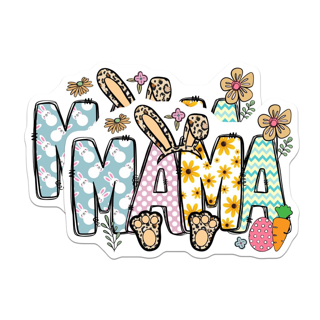 (2 Pack) Mama Easter Magnets - Leopard Print Bunny Spring Decor - Floral Cheerful Fridge Accessories - 5 Inches On Longest Side - Thick Durable Magnet - Made in USA - MAG20242