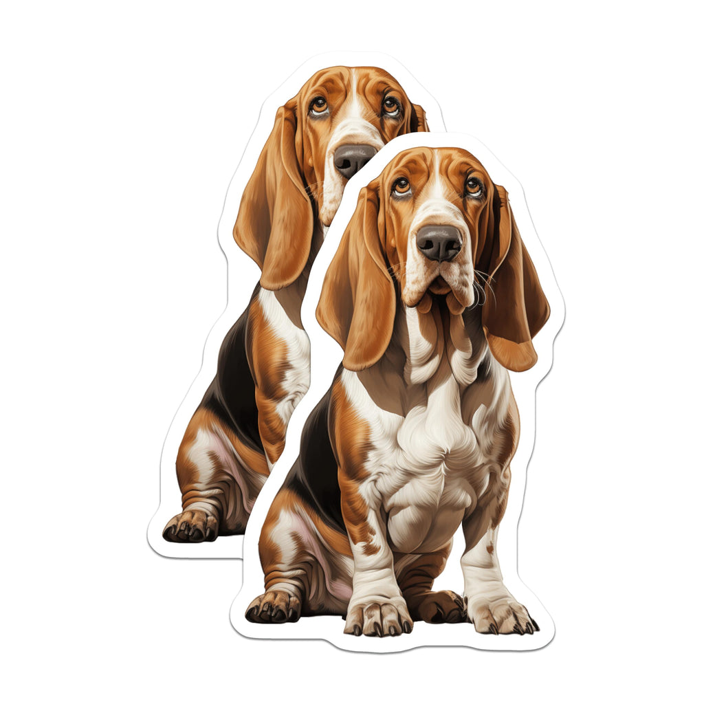 (2 Pack) Basset Hound Dog Magnets - Lifelike Hound Artwork - Pet Lover Decor Accent - 5 Inches On Longest Side - Thick Durable Magnet - Made in USA - MAG25380