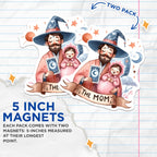 (2 Pack) The Mom Wizard Magnets - Whimsical Parenting Figure - Mystical Tarot Card Art - 5 Inches On Longest Side - Thick Durable Magnet - Made in USA - MAG20817