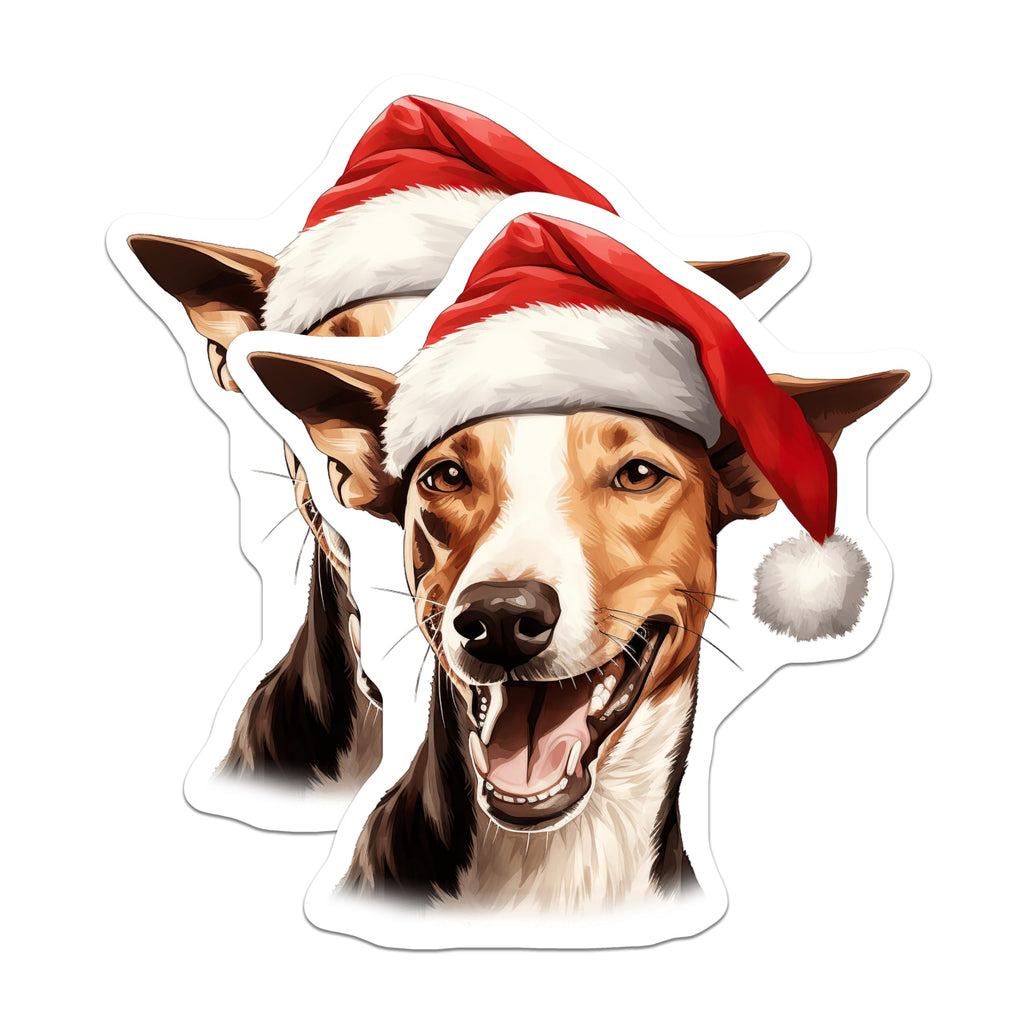 (2 Pack) Christmas Dog Magnets - Santa Hat Dog Head - Holiday Pet Refrigerator Accent - Dog Lover Christmas Decor - 5 Inches On Longest Side - Thick Durable Magnet - Made in USA - MAG25713