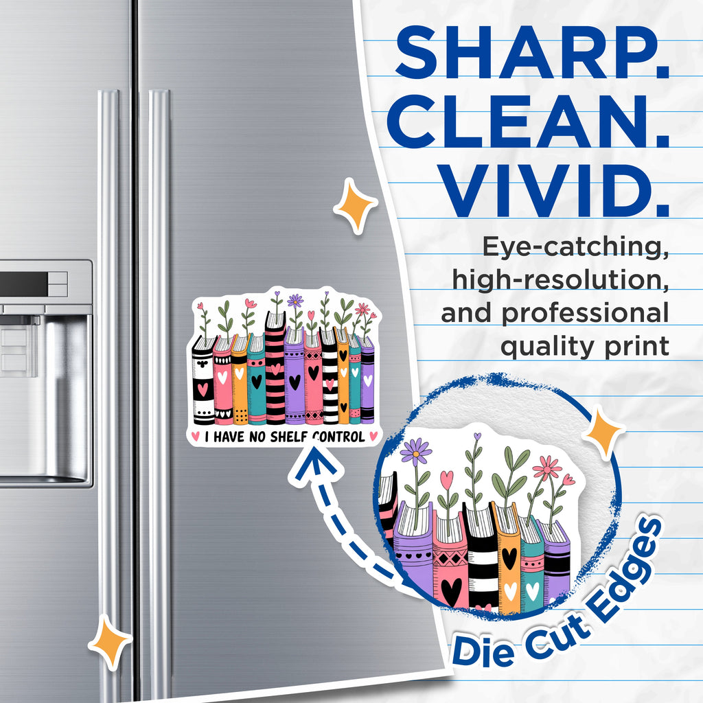 (2 Pack) Book Lover Magnets - No Shelf Control Quote - Bibliophile Refrigerator Decor - 5 Inches On Longest Side - Thick Durable Magnet - Made in USA - MAG37284