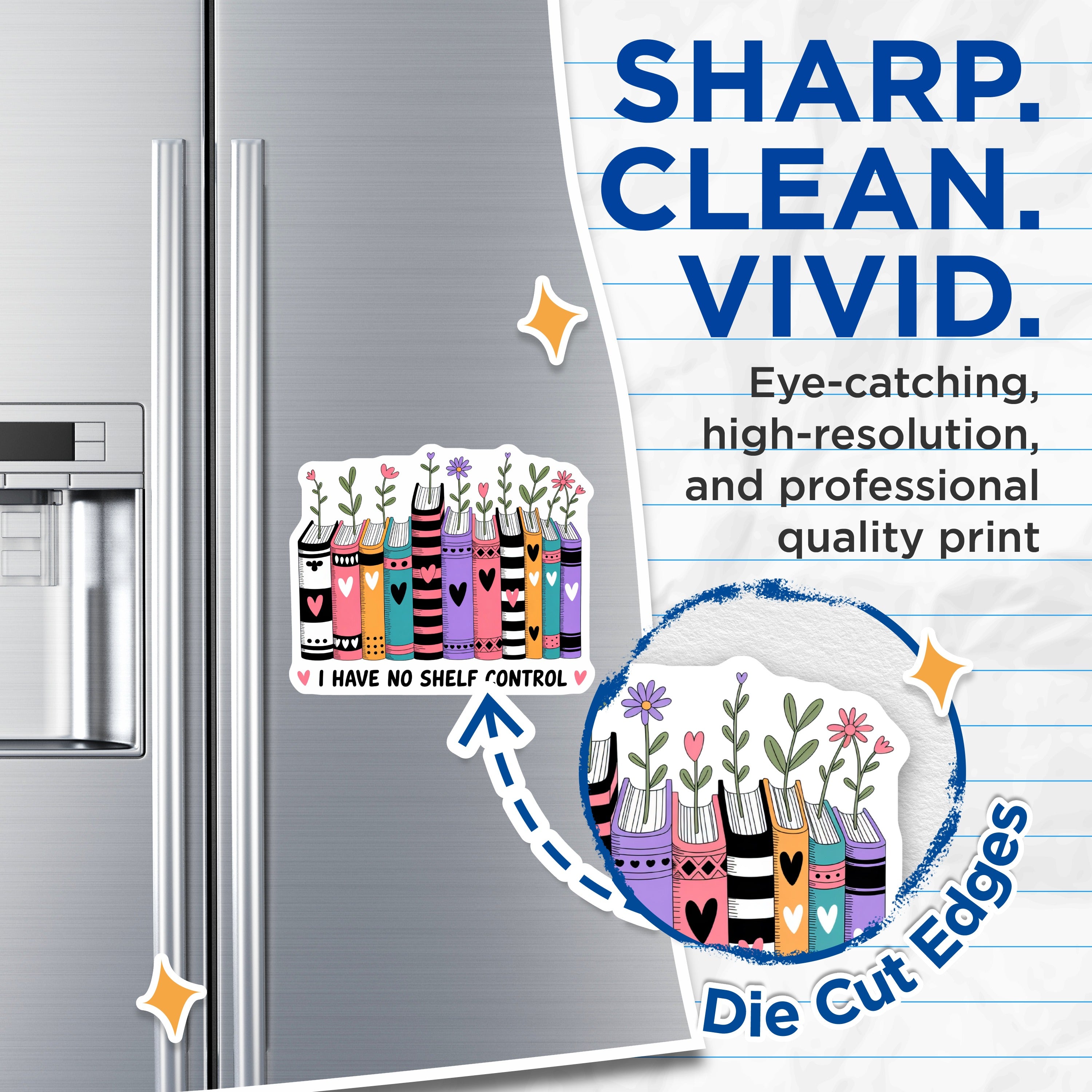(2 Pack) Book Lover Magnets - No Shelf Control Quote - Bibliophile Refrigerator Decor - 5 Inches On Longest Side - Thick Durable Magnet - Made in USA - MAG37284