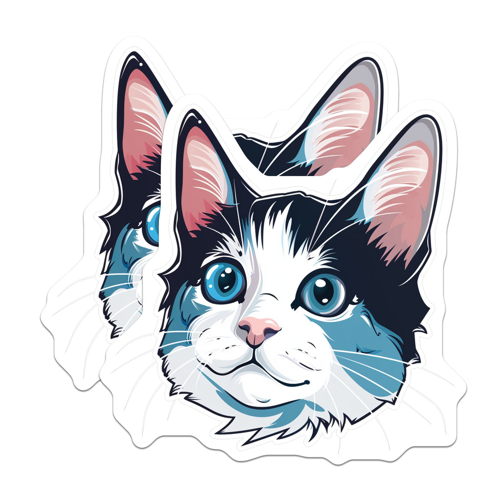 (2 Pack) Cute Blue Eyed Cat Magnets - Adorable Kitten Refrigerator Decor - Pet Lover Animal Art - 5 Inches On Longest Side - Thick Durable Magnet - Made in USA - MAG39937