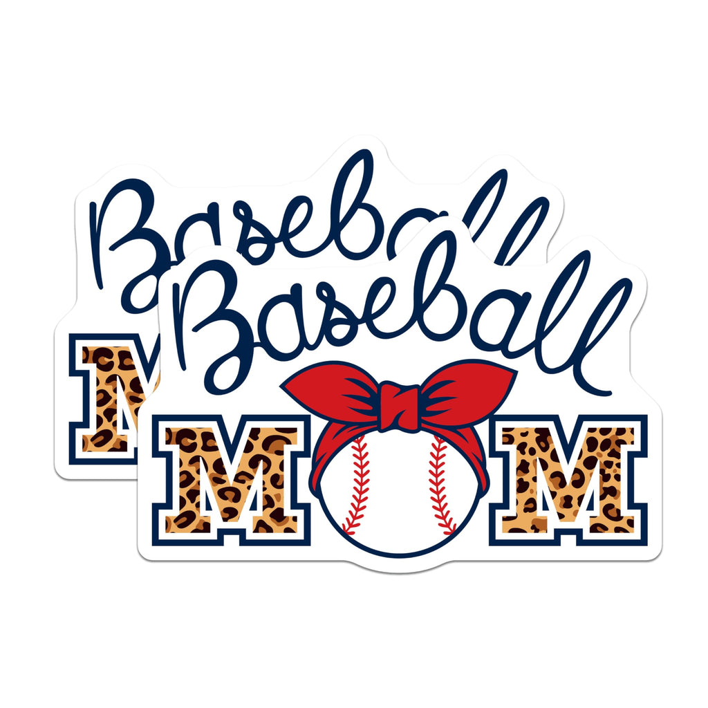 (2 Pack) Baseball Mom Magnets - Leopard Print Mothers Day - Sports Fan Team Supporter - 5" On Longest Side - Premium Magnet - for Cars, Refrigerators, Toolboxes, Lockers - Made in USA - MAG17712