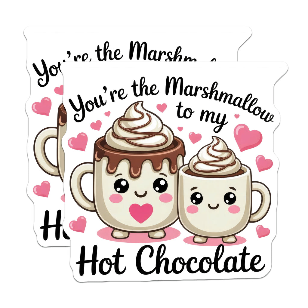 (2 Pack) Kawaii Hot Chocolate Magnets - Cute Couple Refrigerator Love - Valentine's Day Partner Appreciation - 5 Inches On Longest Side - Thick Durable Magnet - Made in USA - MAG37566
