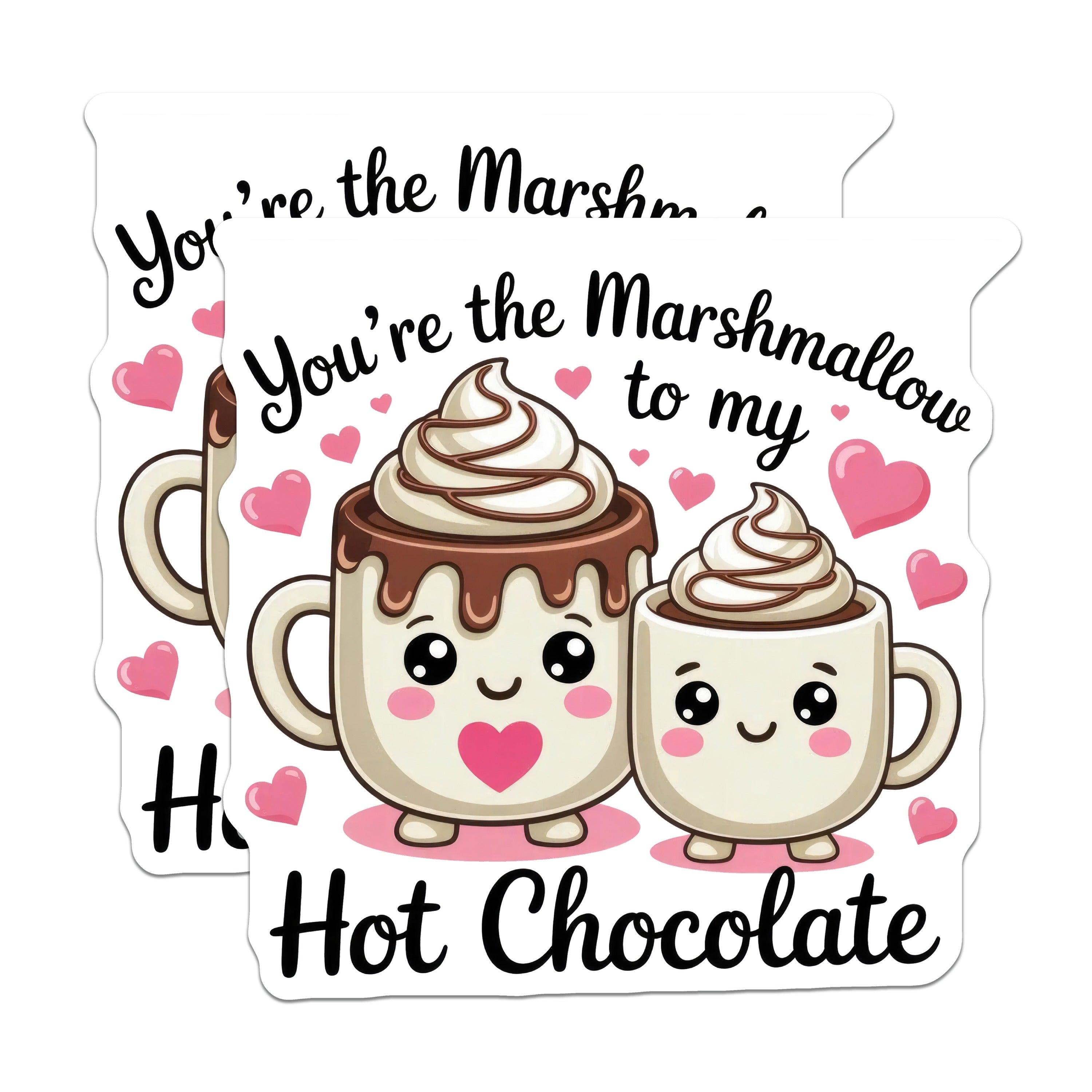 (2 Pack) Kawaii Hot Chocolate Magnets - Cute Couple Refrigerator Love - Valentine's Day Partner Appreciation - 5 Inches On Longest Side - Thick Durable Magnet - Made in USA - MAG37566
