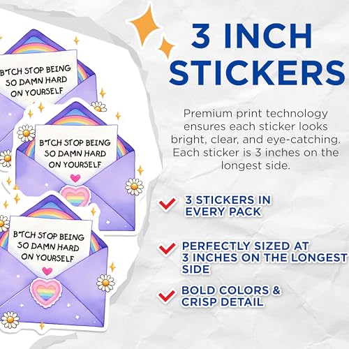 (3 Pack) Positive Affirmation Decals - Mental Health Sticker - Encouragement Decals - 3 Inches On Longest Side - Easy Peel & Apply - Made in USA - 3MCS6285