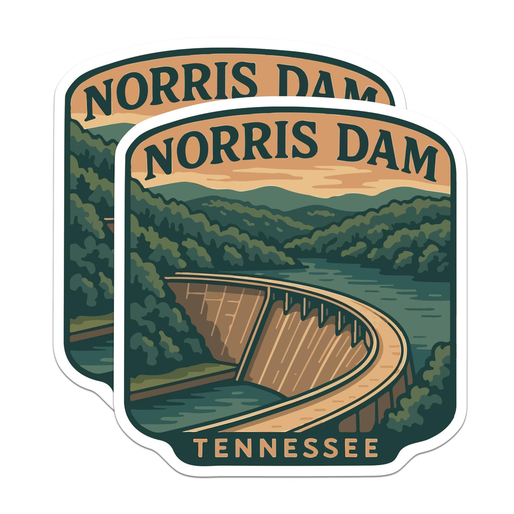 (2 Pack) Norris Dam Magnets - Tennessee Lake Art - Appalachian Mountains Souvenir - 5 Inches On Longest Side - Thick Durable Magnet - Made in USA - MAG19931