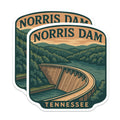 (2 Pack) Norris Dam Magnets - Tennessee Lake Art - Appalachian Mountains Souvenir - 5 Inches On Longest Side - Thick Durable Magnet - Made in USA - MAG19931