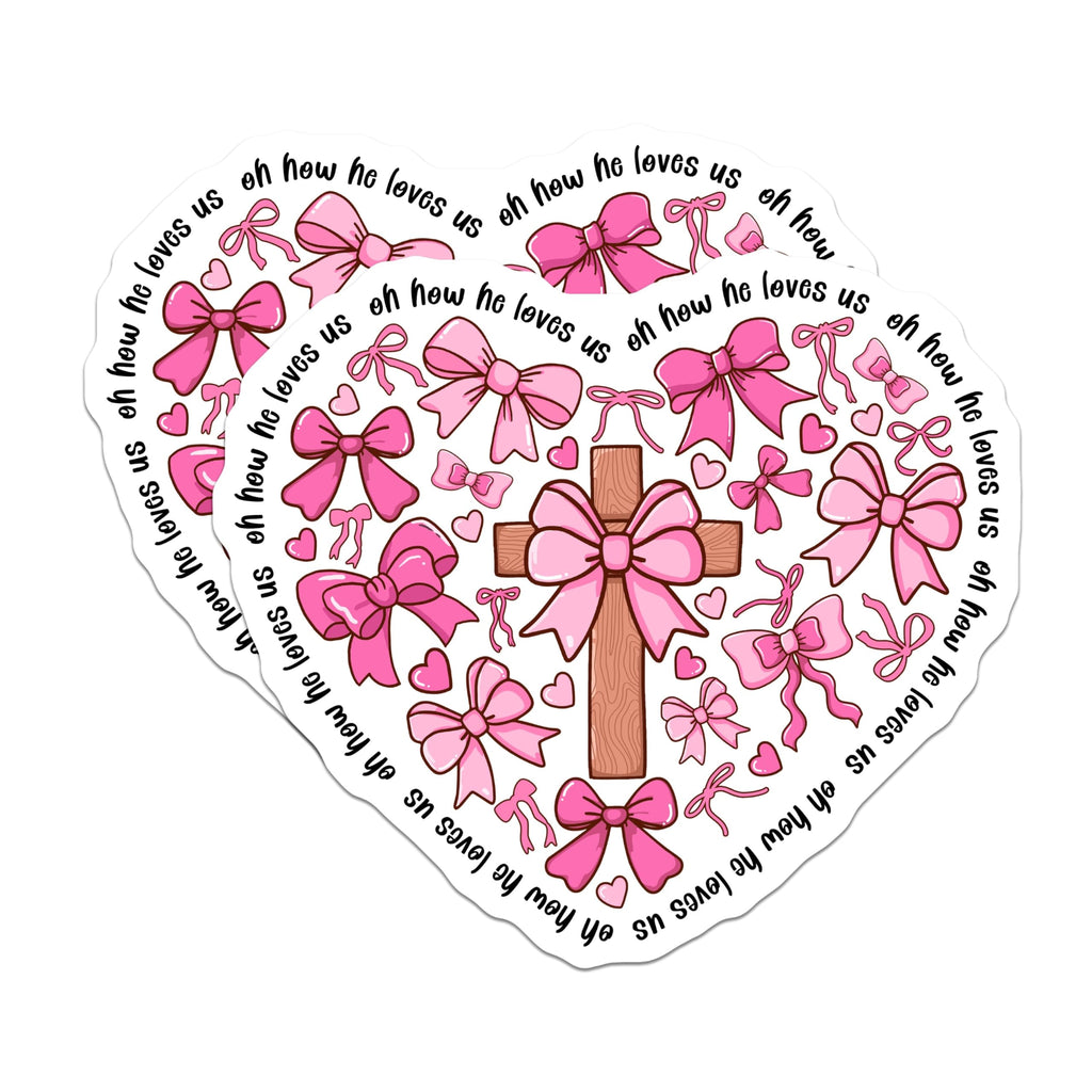 (2 Pack) Christian Cross Magnets - Inspirational Bow Design Magnets - Heart Shaped Faith Magnets - 5" On Longest Side - for Cars, Refrigerators, Toolboxes, Lockers - Made in USA BMCS3485