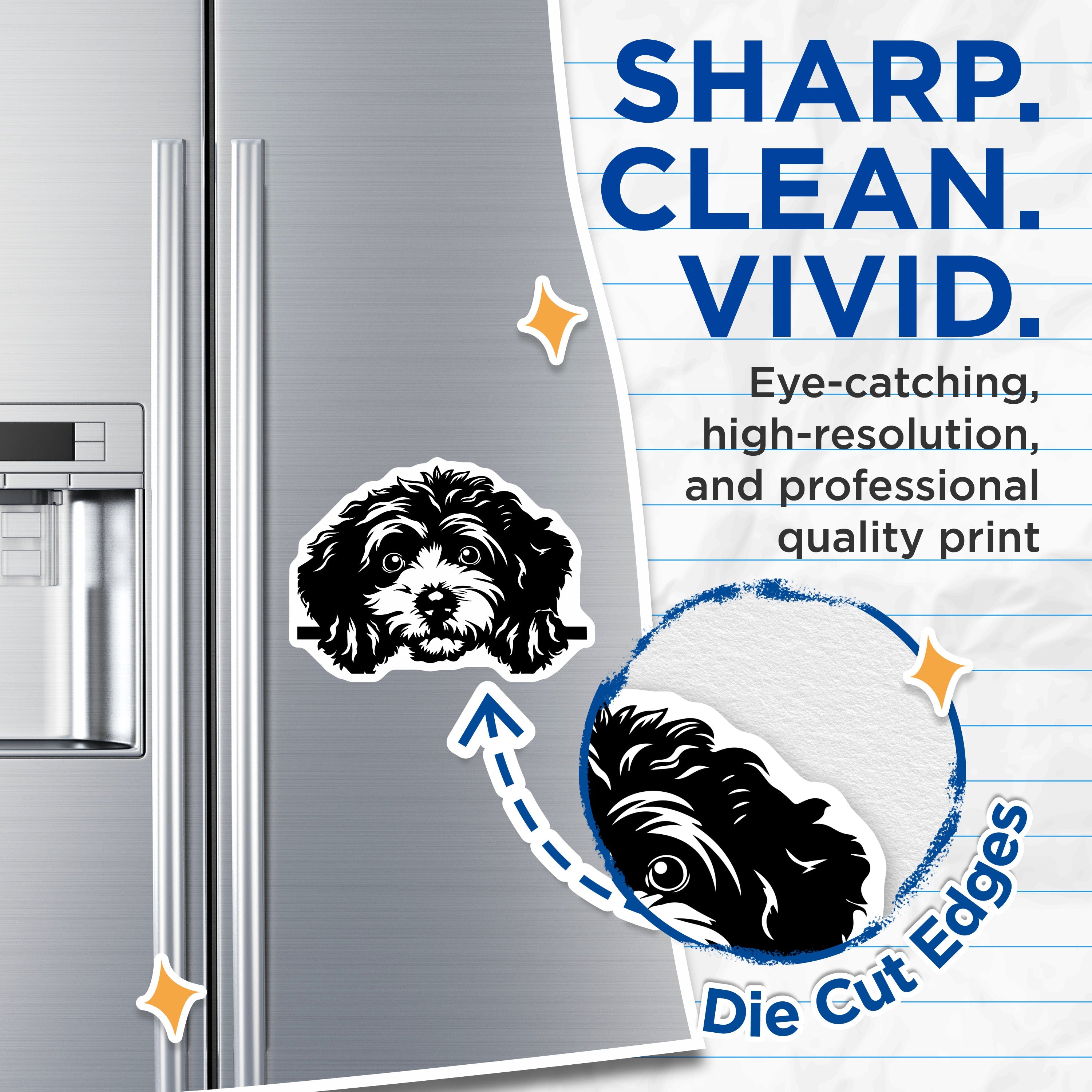 (2 Pack) Doodle Dog Magnets - Cute Puppy Peekaboo Fridge Locker Magnet - Dog Mom Pet Lover Decor - 5 Inches On Longest Side - Thick Durable Magnet - Made in USA - MAG37025