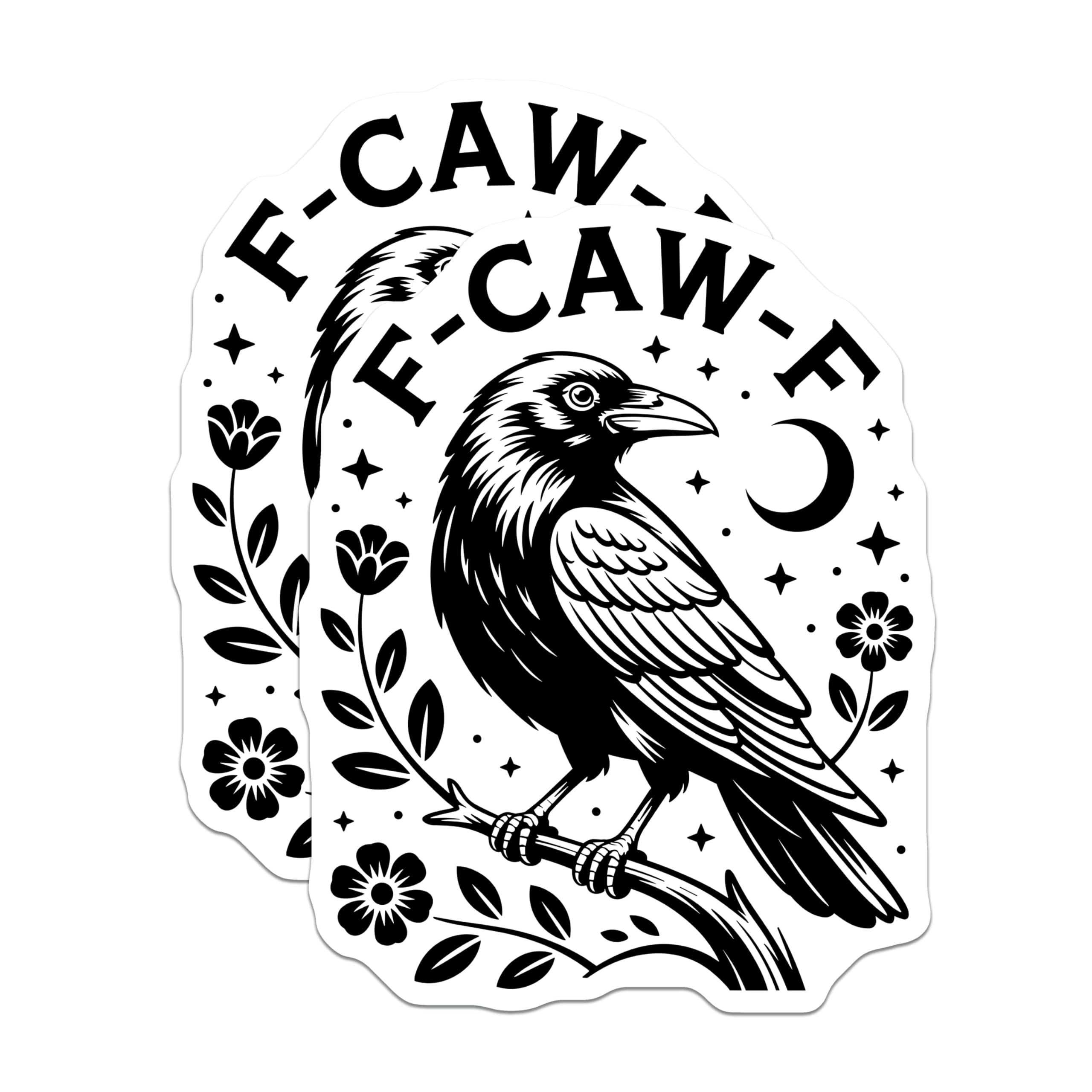 (2 Pack) Raven Magnets - E-CAW-F Design - Gothic Home Decor - Bird Fridge Magnets - 5" On Longest Side - Premium Magnet - for Cars, Refrigerators, Toolboxes, Lockers - Made in USA - MAG15926