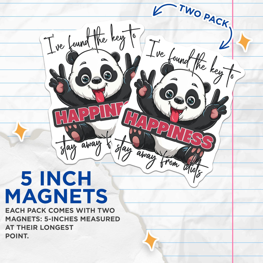 (2 Pack) Panda Fun Happiness Magnets - Cute Panda Magnets - Anti-Stress Quotes - Positive Vibes Magnets - 5" On Longest Side - for Cars, Fridges, Toolboxes - Made in USA - MAG4373