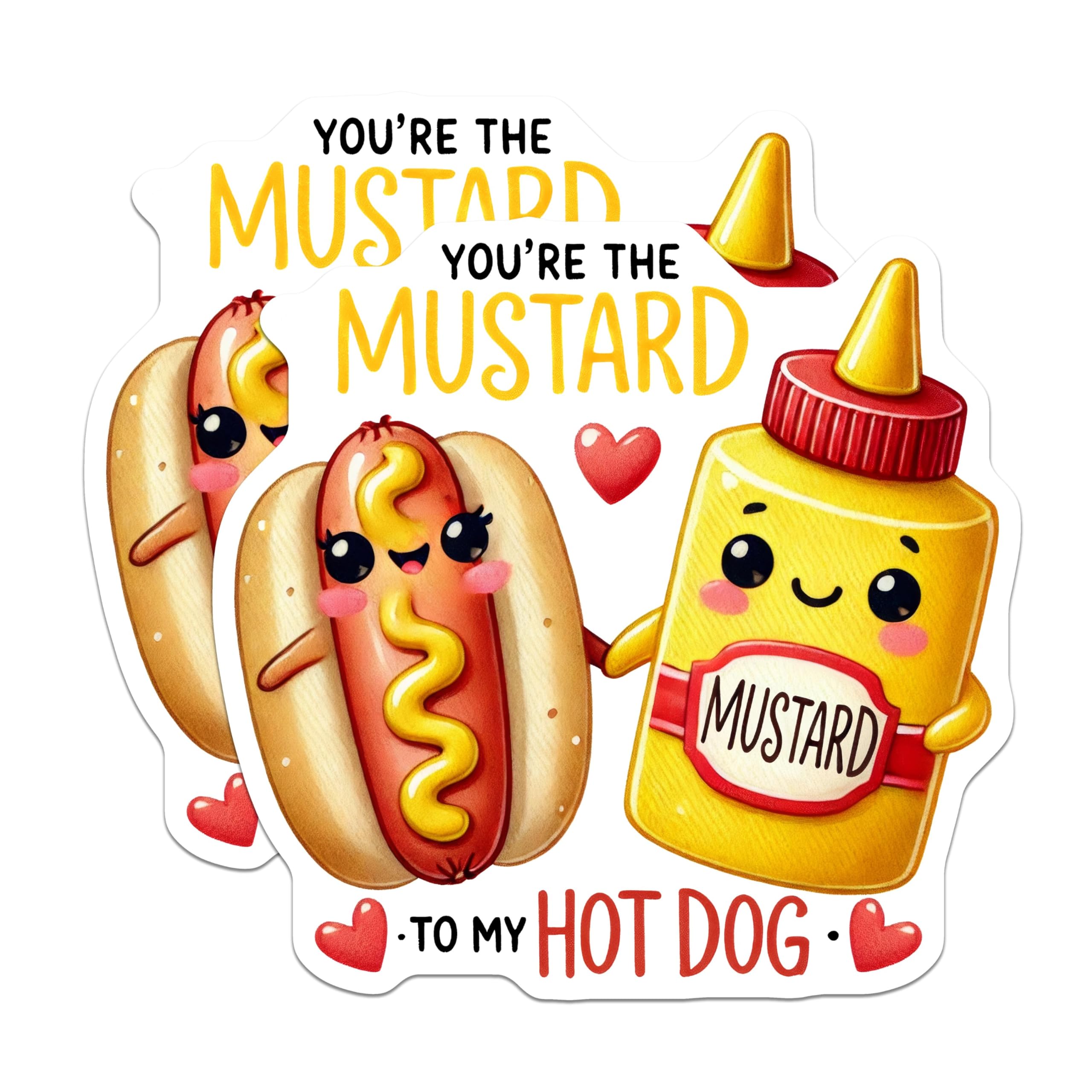 (2 Pack) Cute Hot Dog and Mustard Magnets - Adorable Kitchen Decor - for Food Lovers - 5" On Longest Side - for Cars, Refrigerators, Toolboxes, Lockers - Made in USA BMCS3534