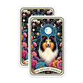 (2 Pack) Shetland Sheepdog Stickers - Cute Dog Stickers - Floral Dog Art Stickers - 5" On Longest Side - Sticks to Smooth Flat Surfaces - Made in USA - BMCS5305