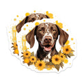 (2 Pack) German Shorthaired Pointer Magnets - Dog Lover Sunflowers Decor - Happy Pet Mom Kitchen Accent - 5 Inches On Longest Side - Thick Durable Magnet - Made in USA - MAG29241