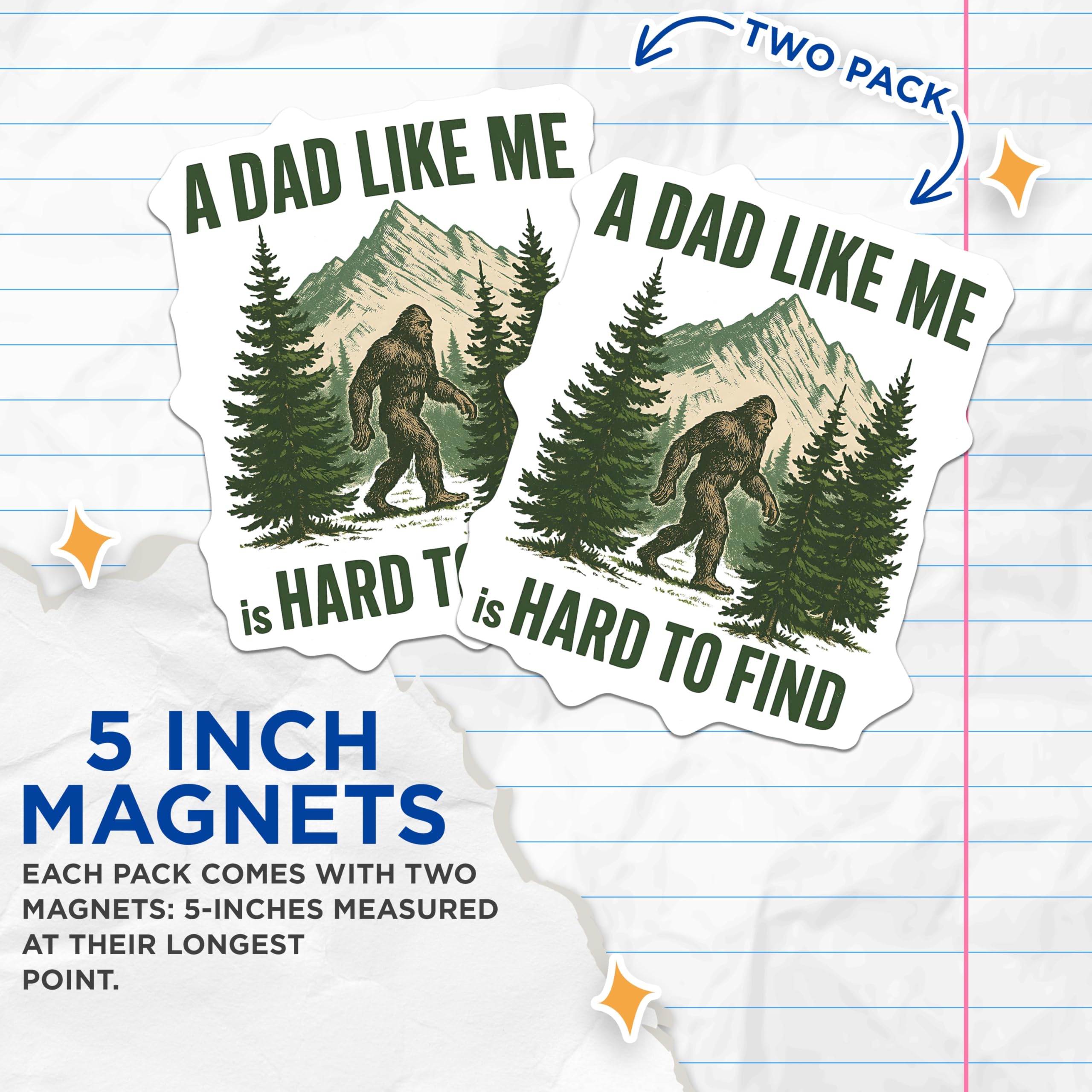 (2 Pack) Bigfoot Dad Magnets - Hard to Find Sasquatch Father Figure - Humorous Wilderness Decor - Unique Dad Gifts for Him - 5 Inches On Longest Side - Thick Durable Magnet - Made in USA - MAG22168