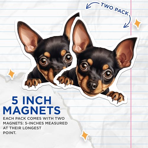(2 Pack) Animal Lover Decor Magnet - Dog Lover Accessories - 5" On Longest Side - Sticks to Smooth Flat Surfaces - Made in USA - MAG10228