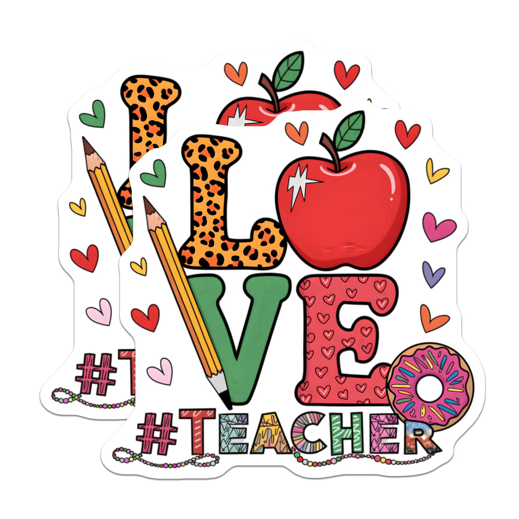 (2 Pack) Teacher Love Magnets - Educator Appreciation - Back to School Gift Magnets - 5" On Longest Side - Premium Magnet - for Cars, Refrigerators, Toolboxes, Lockers - Made in USA - MAG15954