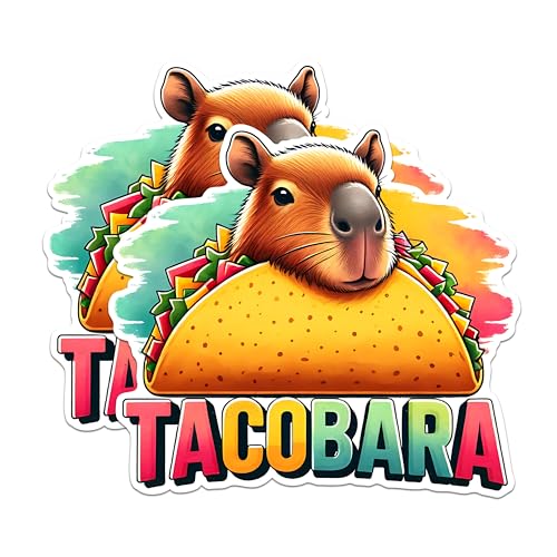 (2 Pack) Funny Capybara Magnets - Taco Capybara Magnets - Animal Food Magnets for Fridge Decor- 5" On Longest Side - for Fridges, Toolboxes, Cars - Made in USA - MAG2666