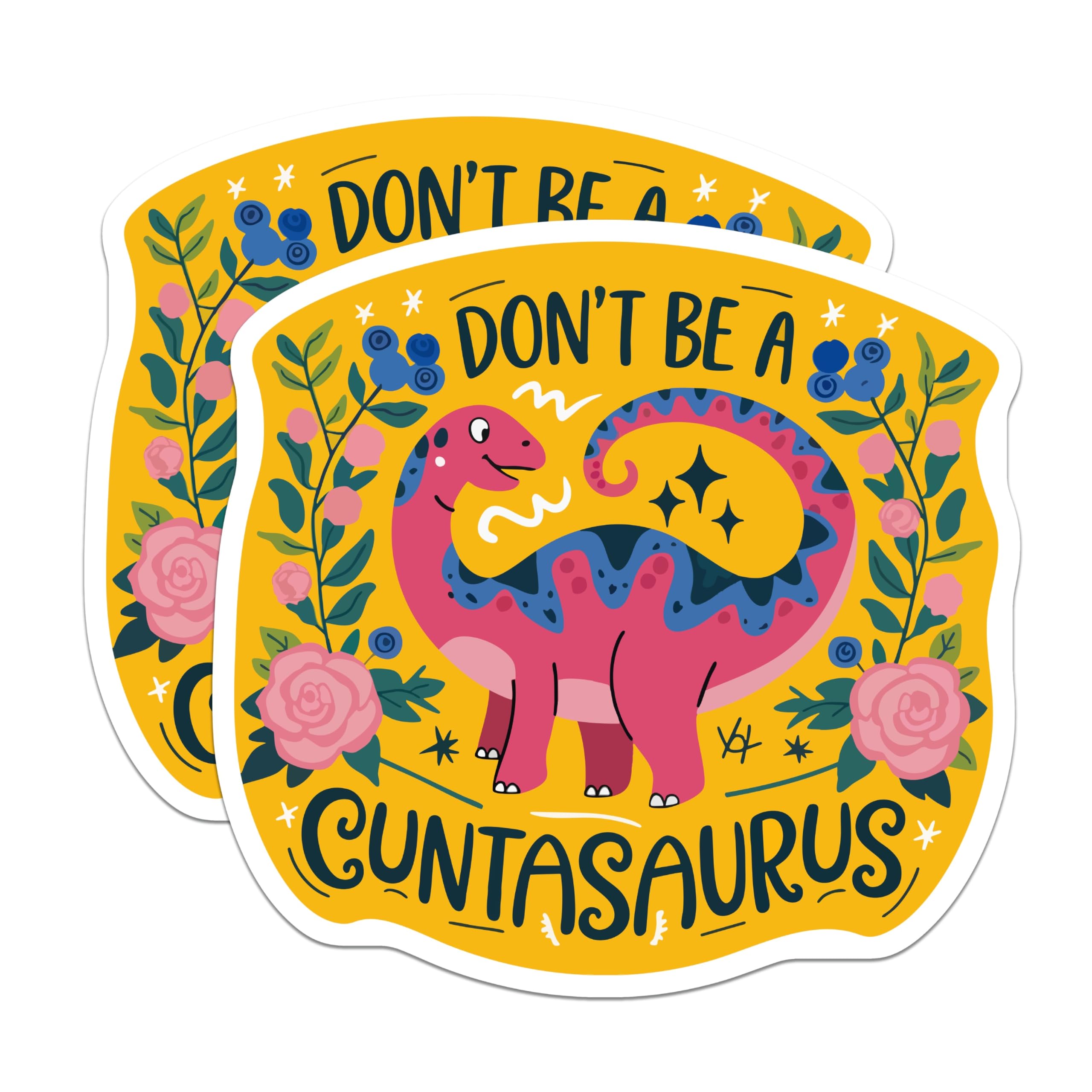 (2 Pack) Cuntasaurus Magnets - Funny Dinosaur Quote - Adult Sarcasm Refrigerator Decor - Cheeky Office Accessory - 5 Inches On Longest Side - Thick Durable Magnet - Made in USA - MAG20158