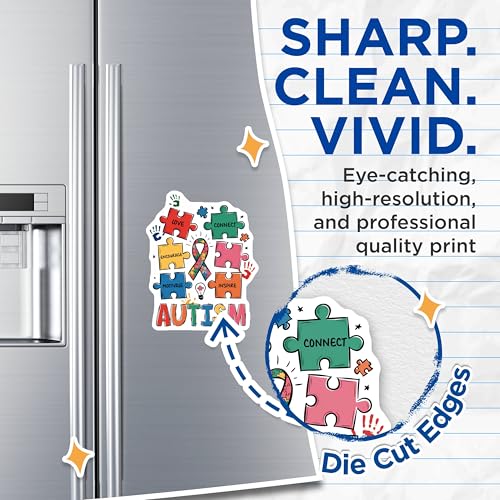 (2 Pack) Autism Awareness Magnets Magnets - Inspirational Puzzle Pieces - Motivational Support - 5" On Longest Side - Made in USA - Sticks to Refrigerators & Metal Surfaces - MAG8431