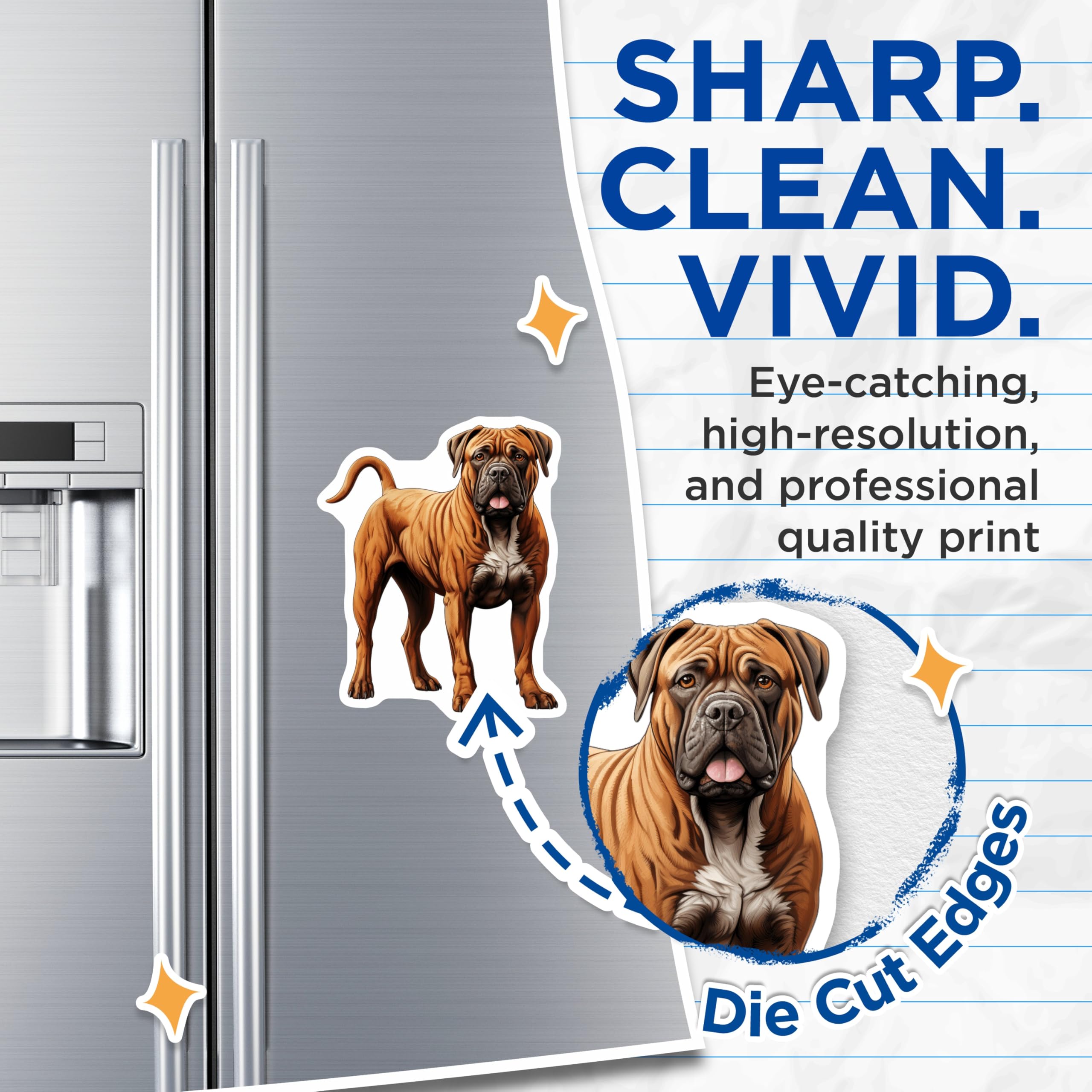 (2 Pack) Bullmastiff Magnets - Large Dog Art Decor - Pet Lover Refrigerator Accessory - Dog Mom Dad Canine Souvenir - 5 Inches On Longest Side - Thick Durable Magnet - Made in USA - MAG25609