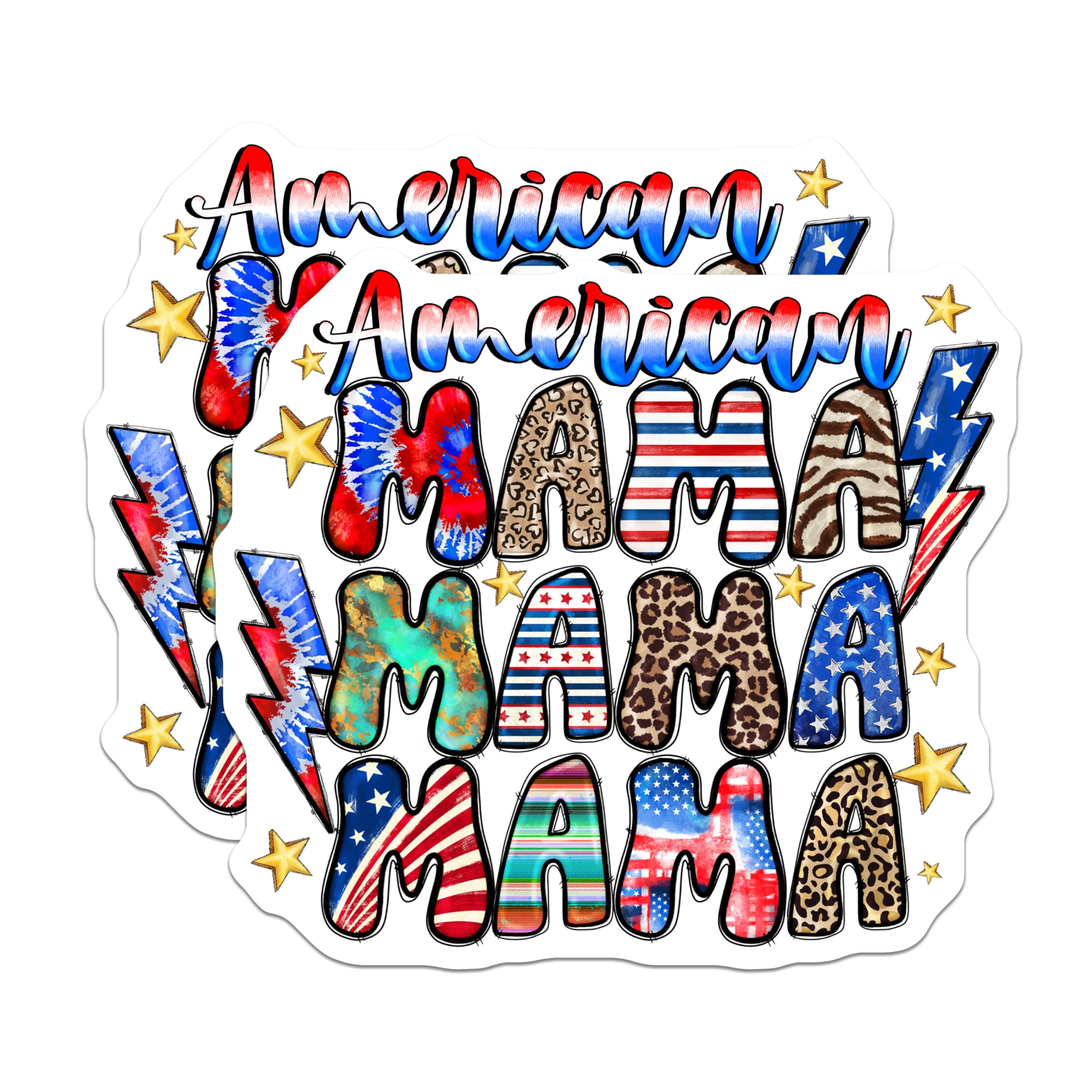 (2 Pack) American Mama Magnets - Patriotic Mom Decor - Fourth of July Accessories for Car - 5 Inches On Longest Side - Thick Durable Magnet - Made in USA - MAG25597