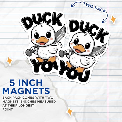 (2 Pack) Funny Duck Decor Magnet - 5" On Longest Side - Sticks to Smooth Flat Surfaces - Made in USA - MAG9533