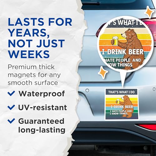 (2 Pack) That's What I Do Drink Beer Magnet - Quirky Home Decor - 5" On Longest Side - Sticks to Smooth Flat Surfaces - Made in USA - MAG9966