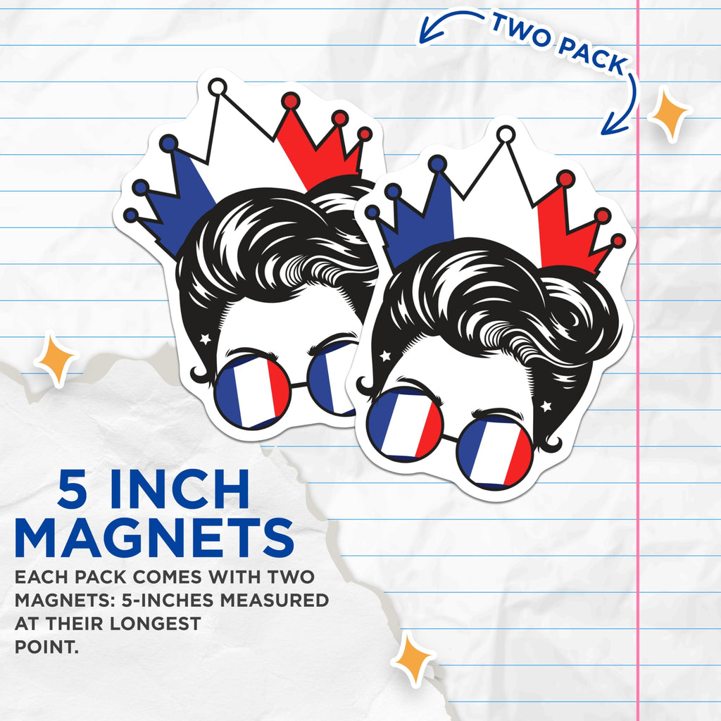 (2 Pack) French Royalty Magnets - French Flag Decor - Regal Culture Art Magnet - 5 Inches On Longest Side - Thick Durable Magnet - Made in USA - MAG19411