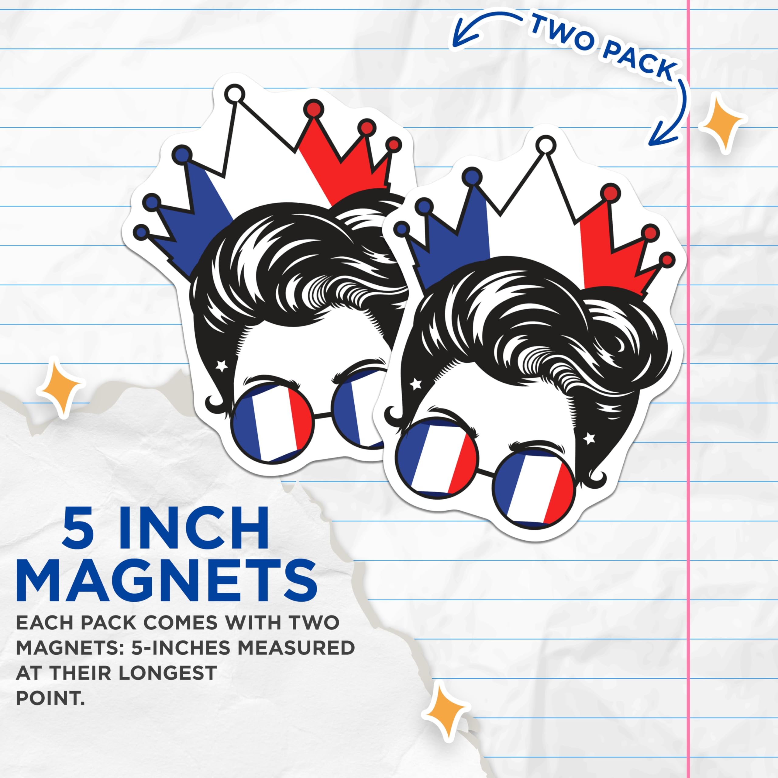 (2 Pack) French Royalty Magnets - French Flag Decor - Regal Culture Art Magnet - 5 Inches On Longest Side - Thick Durable Magnet - Made in USA - MAG19411
