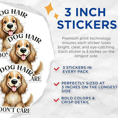 (3 Pack) Dog Hair Decals - Cavalier Spaniel - Pet Lover Laptop Decals - 3 Inches On Longest Side - Easy Peel & Apply - Made in USA - 3MCS1264