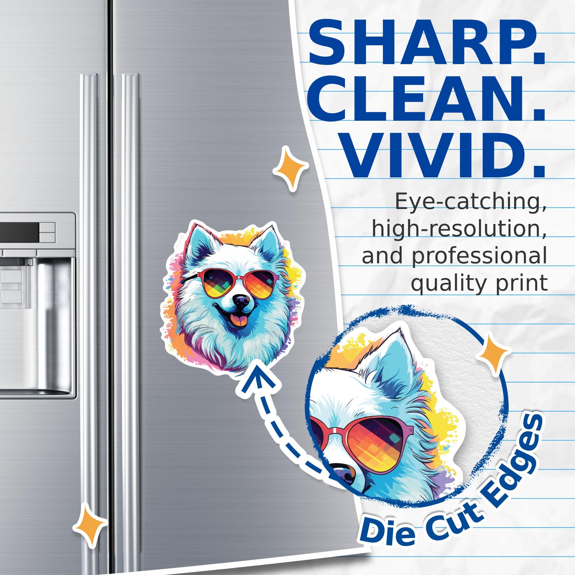 (2 Pack) American Eskimo Dog Magnets - American Eskimo with Sunglasses - Choose FromOver 100 Dog Breeds - 5" On Longest Side - Premium Magnet - Made in USA - MAG0303