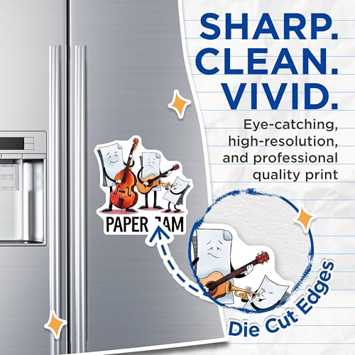 (2 Pack) Funny Paper Jam Magnets - Cartoon Band - 5" On Longest Side - for Cars, Fridges, Toolboxes - Made in USA - MAG7636