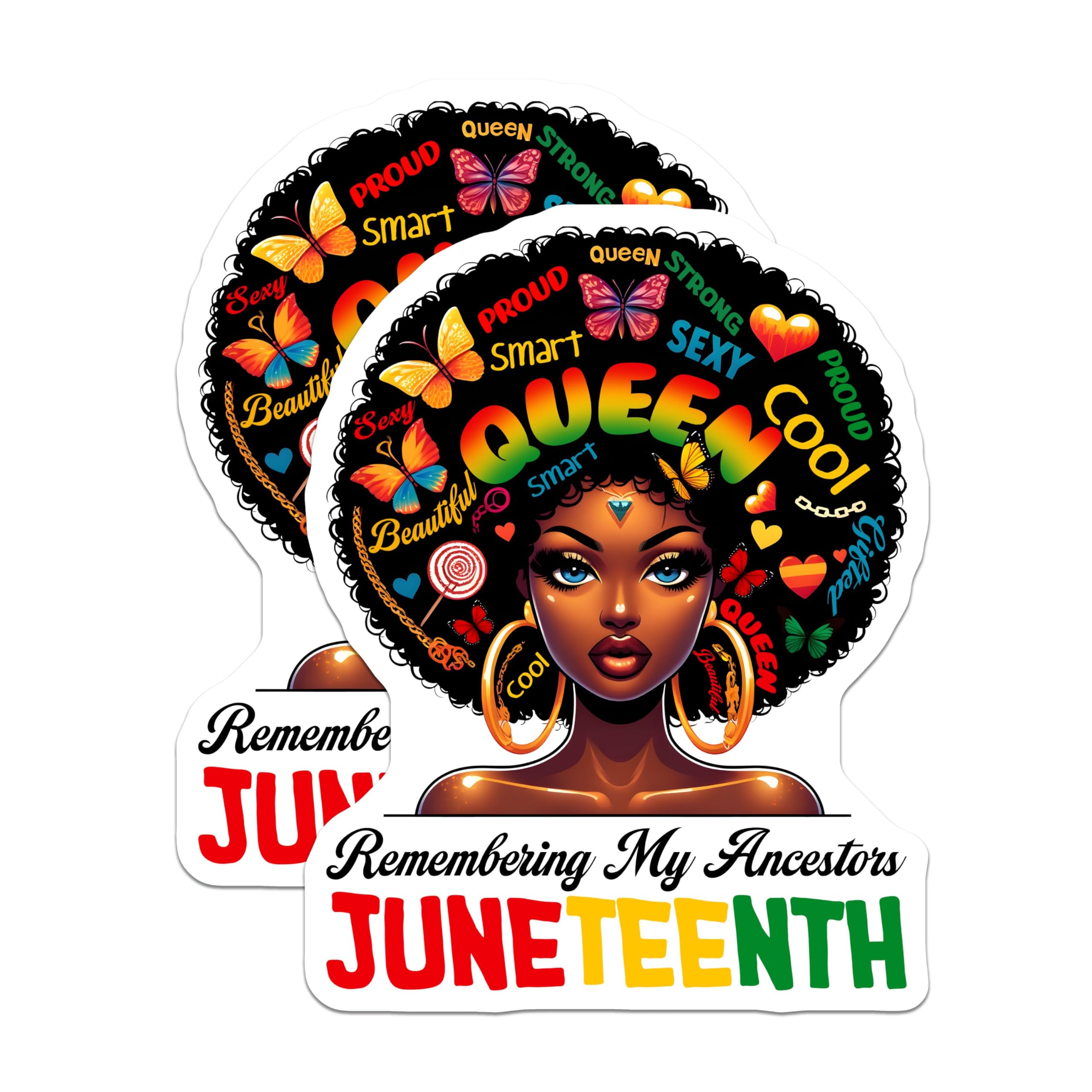 (2 Pack) Juneteenth Queen Magnets - Remembering My Ancestors - 5" On Longest Side - for Cars, Fridges, Toolboxes - Made in USA - MAG7362
