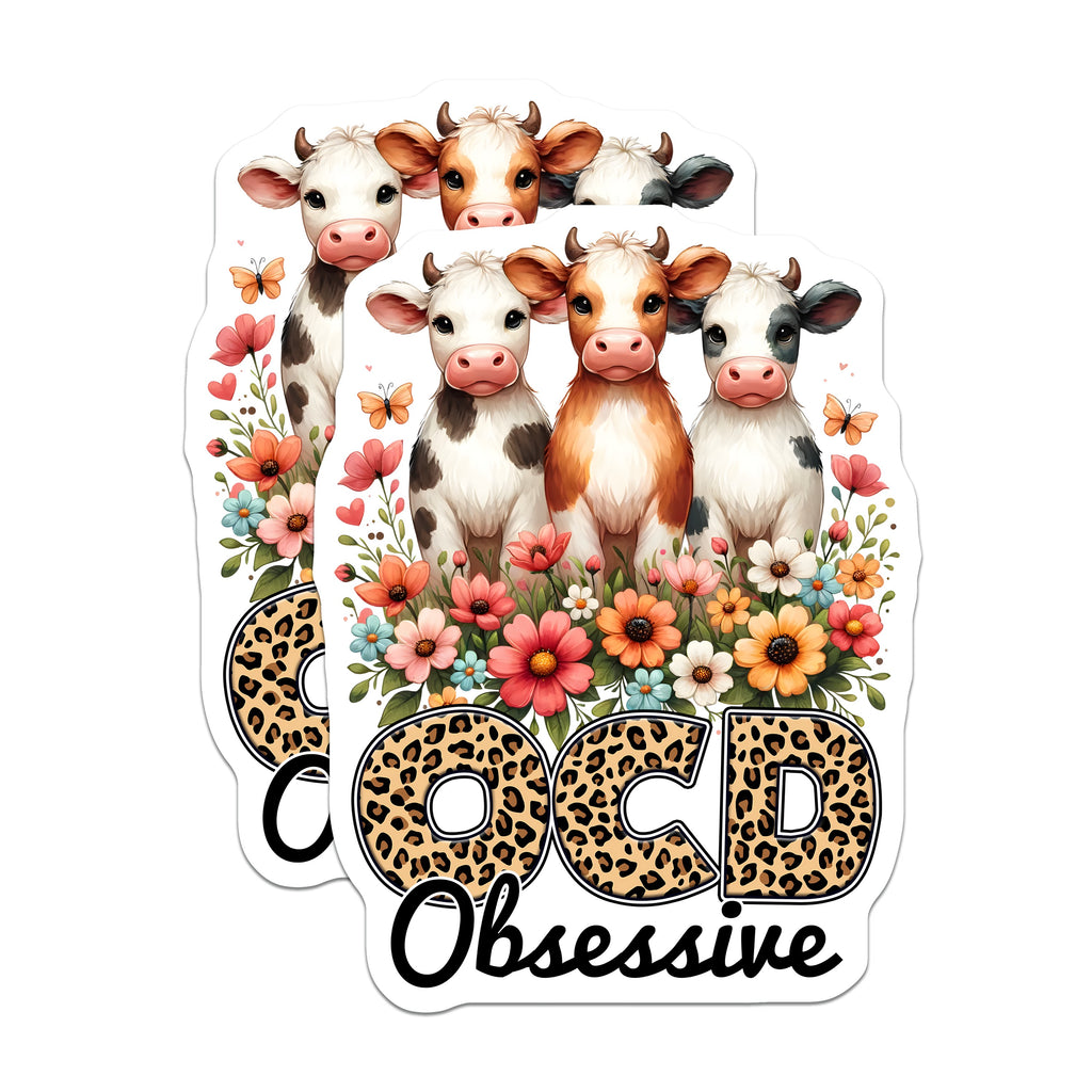 (2 Pack) Obsessive Cow Disorder Magnets - Cute Calf Fridge Decor - Funny Farm Animal Kitchen Accessory - 5 Inches On Longest Side - Thick Durable Magnet - Made in USA - MAG38905