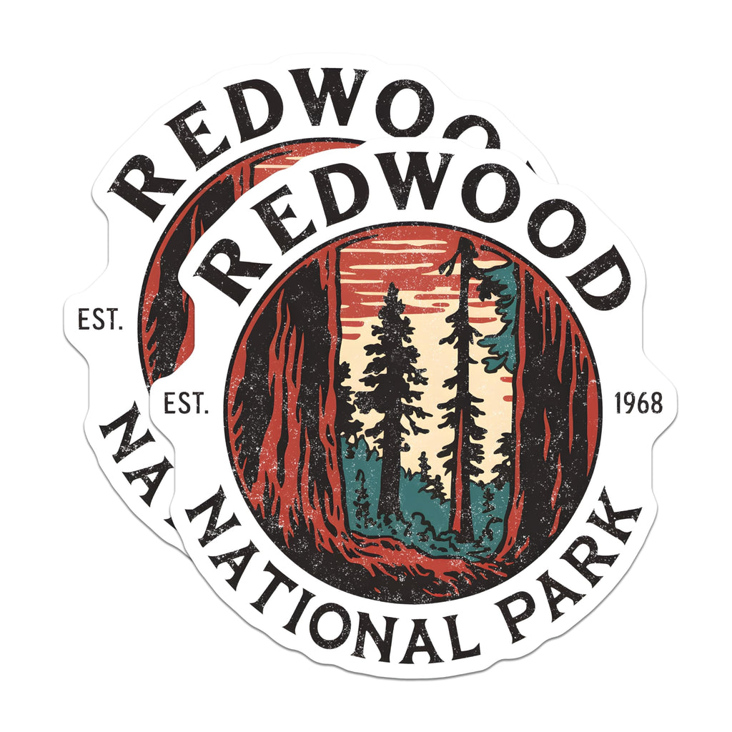 (2 Pack) Redwood National Park Magnets - Vintage Forest Trees - California Travel Souvenir - 5 Inches On Longest Side - Thick Durable Magnet - Made in USA - MAG19386