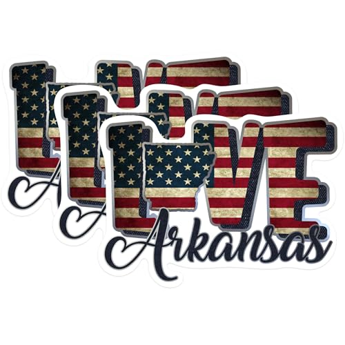 (3 Pack) Arkansas Decals - State Pride - Patriotic Vinyl Decals - 3 Inches On Longest Side - Easy Peel & Apply - Made in USA - 3MCS0295