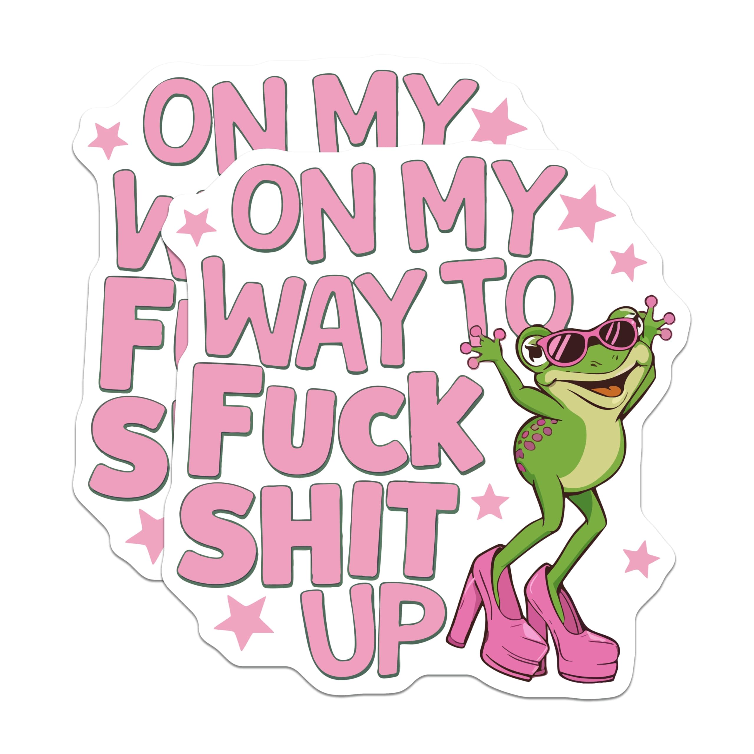 (2 Pack) Sassy Frog Magnets - Explicit On My Way Quote Magnet - Funny Animal Refrigerator Decor - Humorous Kitchen Accent - 5 Inches On Longest Side - Thick Durable Magnet - Made in USA - MAG22223