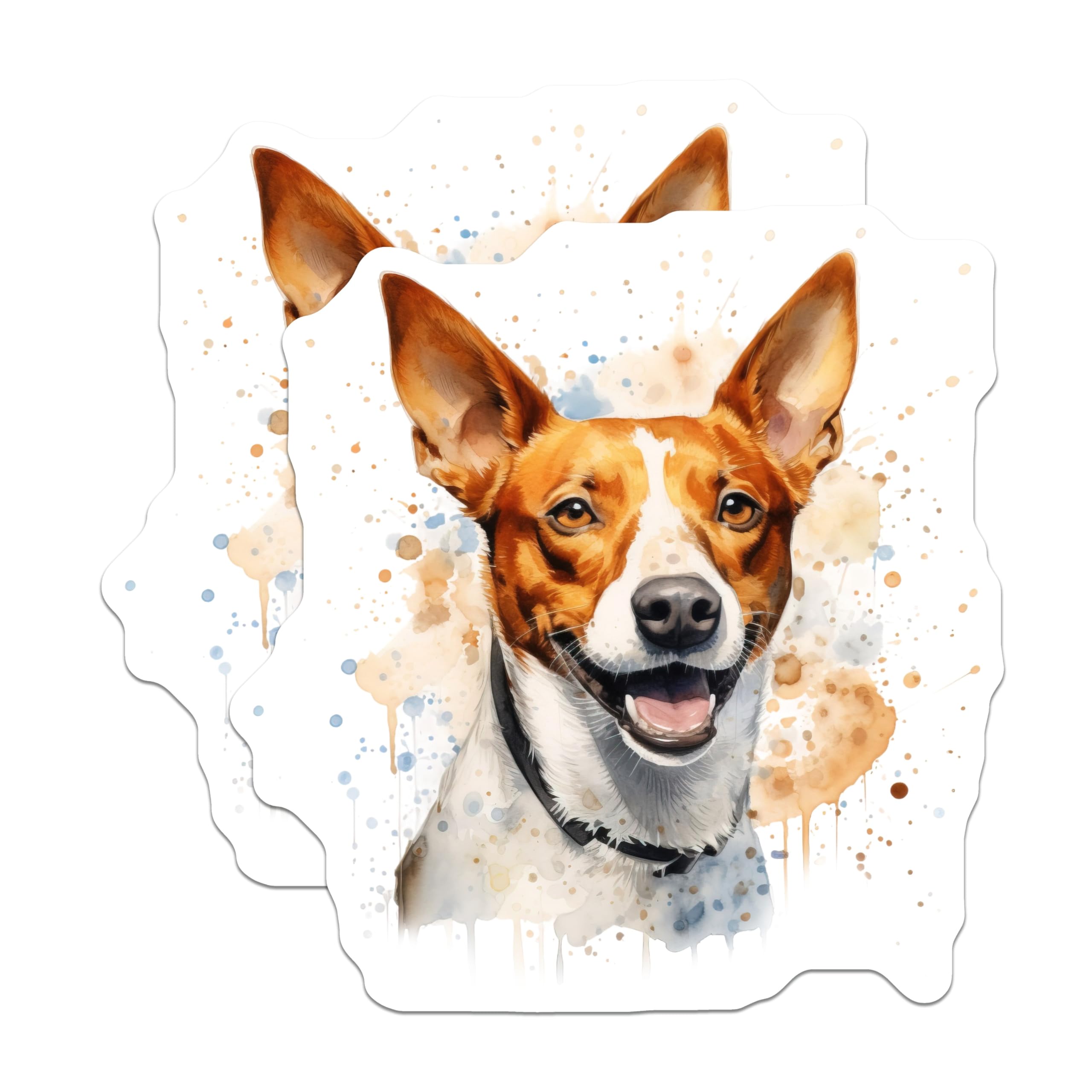 (2 Pack) Basenji Dog Magnets - Watercolor Pet Art - Animal Lover Decor - 5 Inches On Longest Side - Thick Durable Magnet - Made in USA - MAG24038