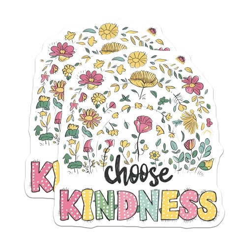 (2 Pack) Choose Kindness Magnets Magnets - Floral Design - Inspirational Quote - 5" On Longest Side - Made in USA - Sticks to Refrigerators & Metal Surfaces - MAG8637