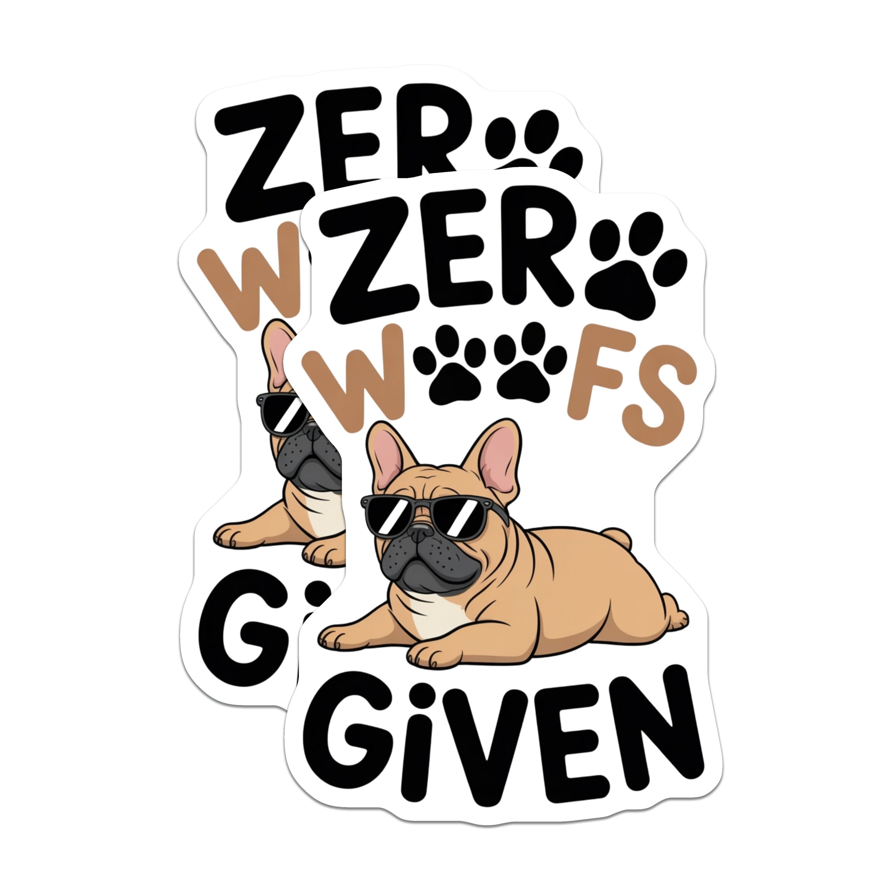 (2 Pack) French Bulldog Magnets - Zero Woofs Given - Sassy Dog Owner Fridge Decor - 5 Inches On Longest Side - Thick Durable Magnet - Made in USA - MAG37562